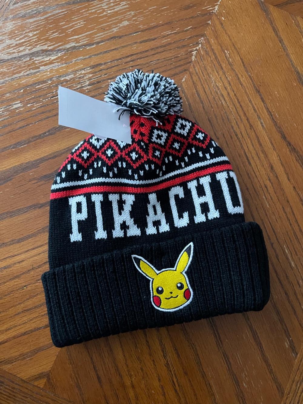 Pokemon Pikachu Knit Pom Beanie - Black, Red, White, Yellow
